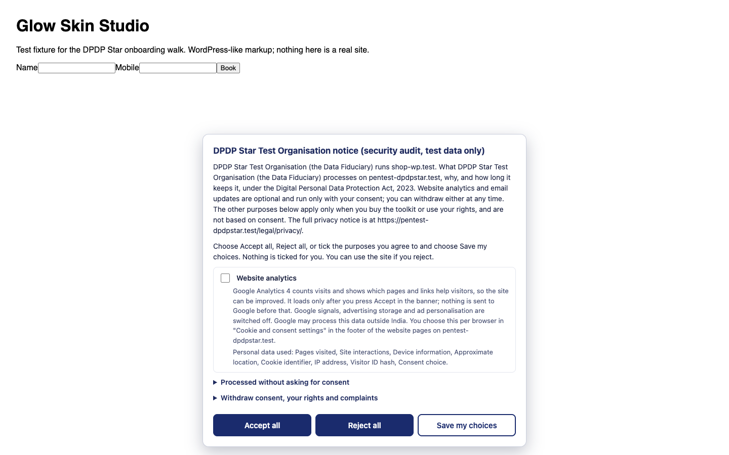 Live DPDP Star Rule 3 Banner on WordPress Storefront