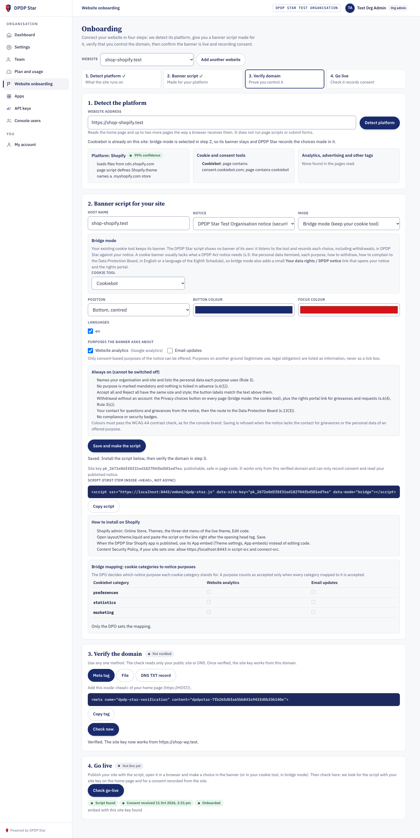 Step 2: Bridge mode snippet for Shopify theme.liquid