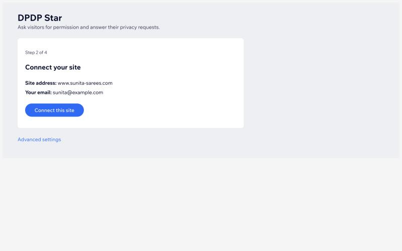 Wix Onboarding Step 2: Enter Organisation Name and Email