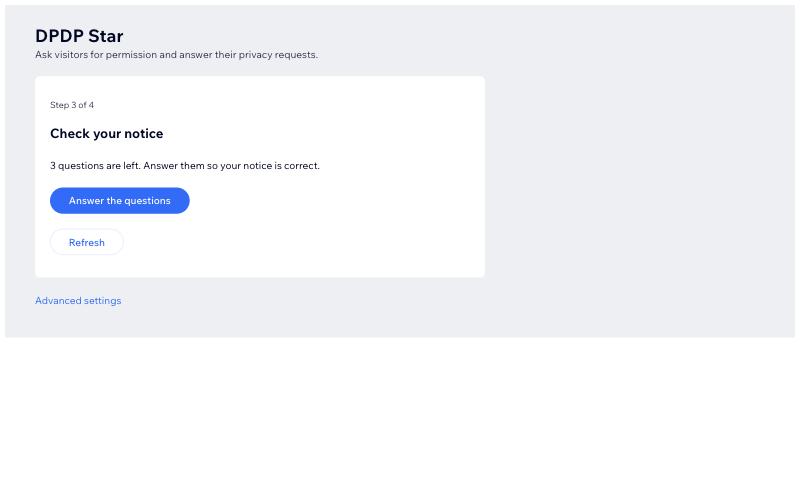 Wix Onboarding Step 3: Notice questions and grievance contact