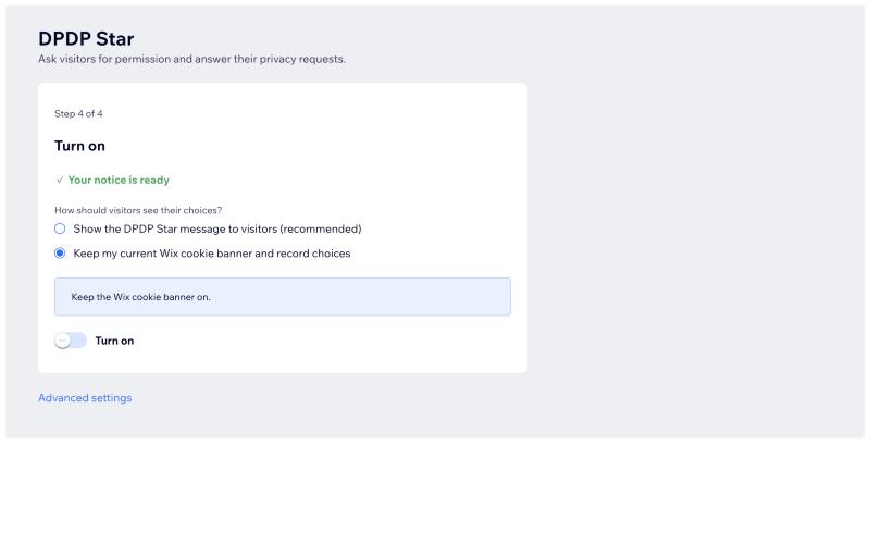 Wix Onboarding Step 4B: Turn on Cookie-Banner Bridge Mode